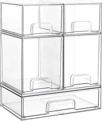 Vtopmart 5-Drawer Stackable Storage Set, Clear Plastic Organizer for Bottles & Supplies, 10% Off