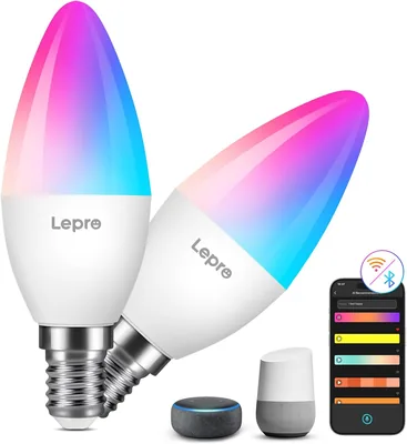 Lepro AI Smart Bulb E14, Colour Changing, Dimmable, Works with Alexa/Google | Music Sync WiFi Bulb, 