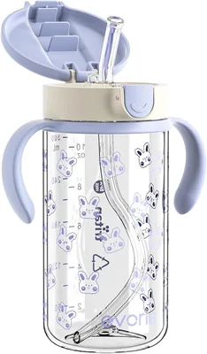 Evorie Tritan Toddler Sippy Cup - Spill Proof Straw Bottle 10 oz