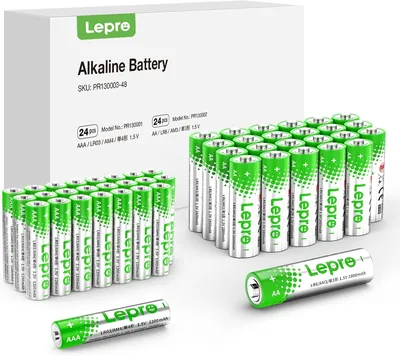 بطاريات Lepro AA و AAA، حزمة 48 قطعة، 1.5 فولت، سعة عالية، مقاومة للتسرب، أداء طويل الأمد، LR03 LR06 M