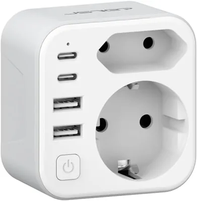 JSVER Reisladder USA, Type B Adapter met 2 USB-poorten en 2 C & 2 A (3.4A)