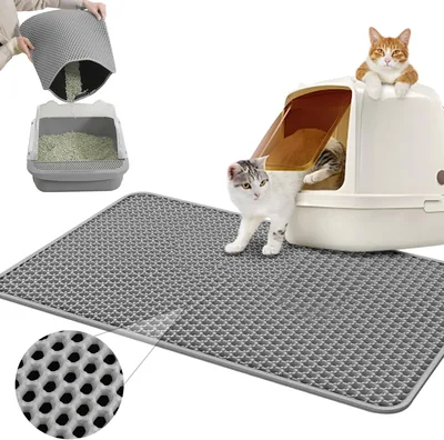 Tapis de litière pour chat NVIYAM 60 x 40 cm Imperméable en deux couches EVA Grey