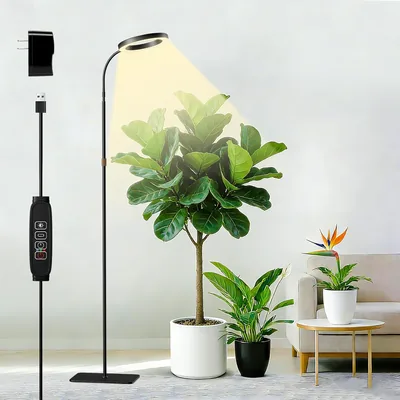 Niello Plantlicht med ständer LED för inre planter | Full spektrum, automatisk timmer 3/9/12 Timmar, 3 Lämpligheter, justerbar högde