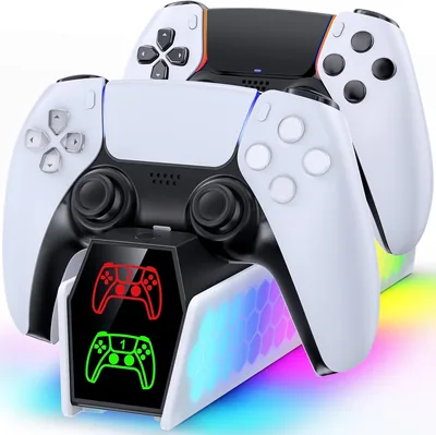 Station de charge pour manette PS5 avec éclairage RGB et indicateur LED, chargeur pour manettes PS5/PS5 Edge