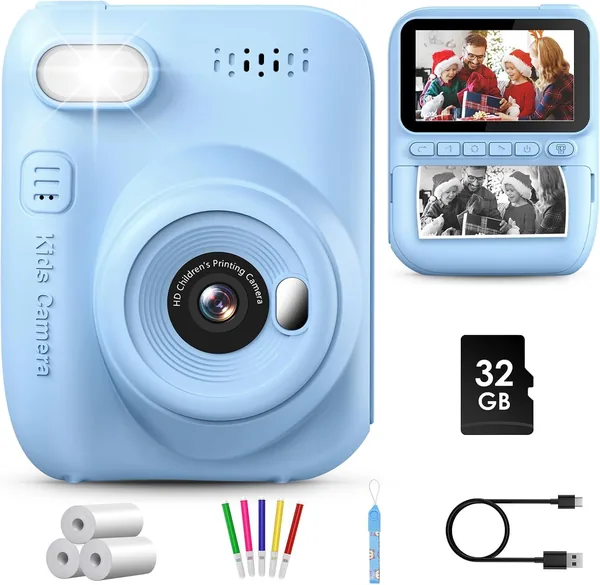 GreenKinder Cámara Fotográfica para Niños Instantánea, Pantalla de 3 Pulgadas, 14MP con Tarjeta de 32GB y Papel de Impresión, HD 108 - 35% de Descuento