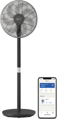 Philips Smart Floor Fan Serie 3000, SilentWings-Technologie, 19 dB, 2-in-1 Tisch- und Stehventilator, App-Steuerung, Schwarz (32% Rabatt)
