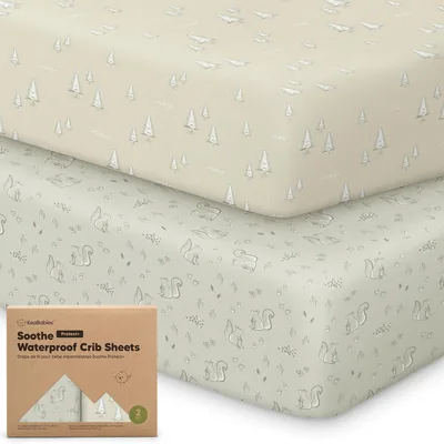 2-Pack Soothe [Protect+] Waterproof Crib Sheets Pine Grove