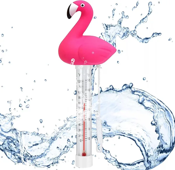 Thermomètre à eau flottant, thermomètre de bain flamants roses pour piscine avec corde - Meilleur Prix