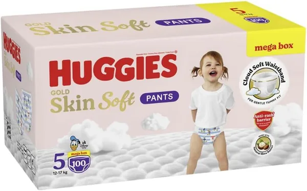 Huggies® Gold Skin Soft Nappy Pants Size 5 (12-17kg) - 100 Pants Megabox 24% Off
