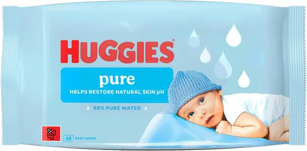 Huggies Pure Plastic Free Baby Wipes - Single Pack (48 Wipes)