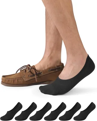 CloseMate 6 Paia di Calze Invisibili Uomo per Estate in Cotone con Antiscivolo in Silicone a Taglio Basso per Loafers, Nero e Bianco