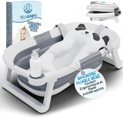 Portable Folding Badet Tabell för Nya Börjar från 0-24 Månader + Stor Ergonomisk Panda Kussin + Antislippig Babybadet Enkelt att Reka - Best Price