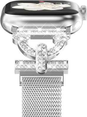 Fullife Milanese Bling Strap for Apple Watch Series 7/6/5/4/3/2/1, Silver