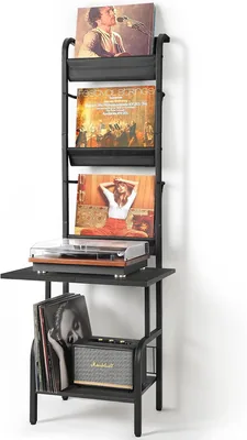 Record Player Stand with Vinyl Storage