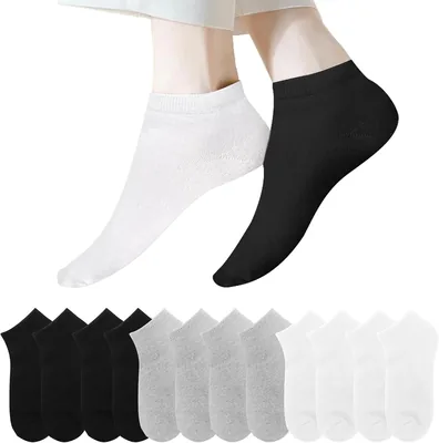 Chaussettes Lakpoau pour Hommes et Femmes - Pack de 12 Paires de Chaussettes Sportives en Coton Respirant - Chaussettes Courtes en Coton