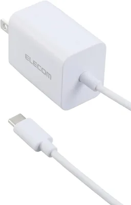 エレコム USB-C 20W 充電器 Type-C 統合ケーブル 1.5m GaNテクノロジー 折りたたみプラグ ホワイト
