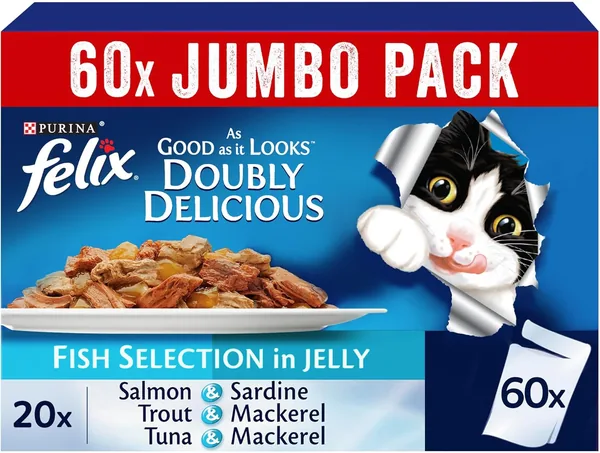Purina Felix As Good As It Looks Doubly Delicious Fish Selection Cat Food Promo Pack (85g) (50+10 Free)