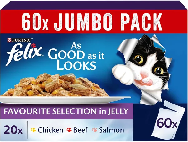 Purina Felix As Good As It Looks Favourites Selection Cat Food Promo Pack (85g) (50+10 Free)