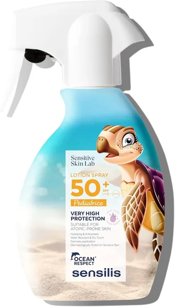 Sensilis - Lotion Spray Protector Solar SPF50+ Niños, con Alantoína, Vitamina E y Aloe Vera, Calma, Hidrata y Protege la Piel Sensible (56% Descuento)