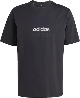 Adidas Uomini Essenziali Linear Singola Maglietta in Jersey