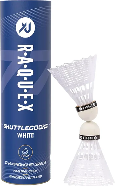 Raquex Badminton Shuttlecocks - Yellow/White, Tube of 6