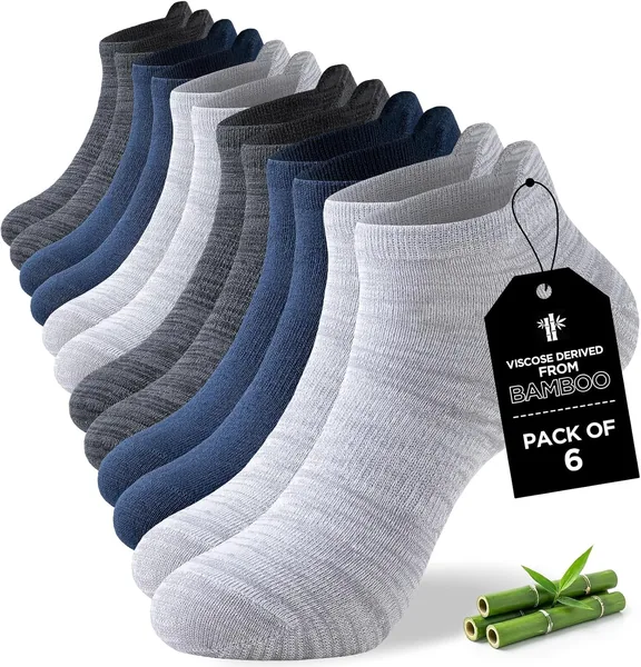 Niorasen Bamboo Trainer Socks for Men and Women 6 Pairs