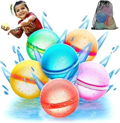 Balones de Agua Reutilizables para Niños, Juguete de Verano para Niñas y Niños, Juguetes de Playa para Edades 3-12, Actividades al Aire Libre, Sellado Automático