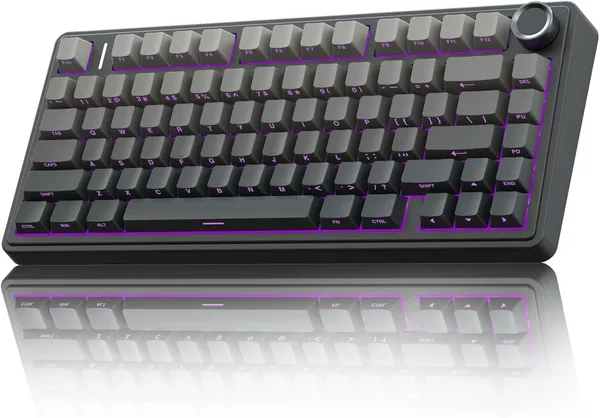 AULA F75 Pro Wireless Mechanical Keyboard,75% Hot Swappable Custom Keyboard with Knob,RGB Backlit,Pre-lubed Reaper Switches,Side Printed PBT Keycaps,2.4GHz/USB-C/BT5.0 Mechanical G