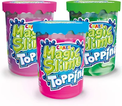 CRAZE Magic Slime Topping - 3-paket med Glittr och Olika Toppar, 70 ml Tiner