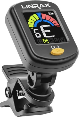 Linrax LT-3 Tuner Clip Rechargeable, Accordeur Chromatique pour Guitare, Bass, Ukulele, Violon, Banjo, Mandoline (Écran Couleur)