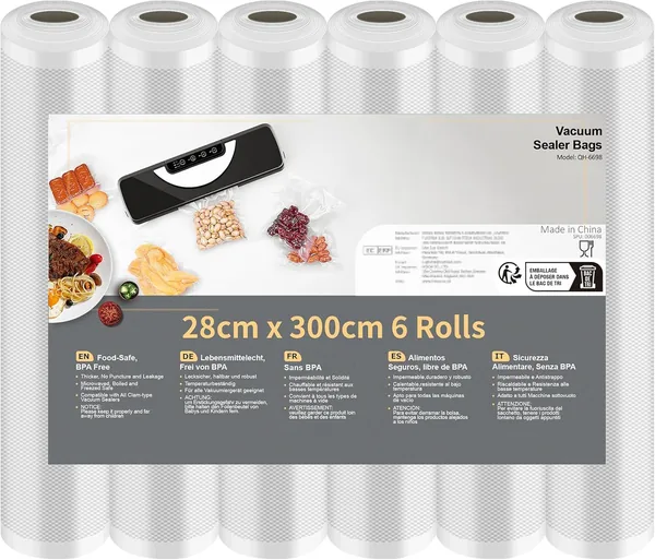 Wałek Próżniowy do Żywności, 6 Rolek 28x300 cm Worki, Best Deal