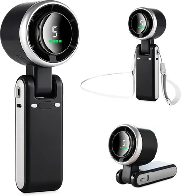 MERTTURM 3 in 1 Mini Ventilator, Handventilator Turbo (12 uur Standby), Klein & Draagbaar met 5 Krachtige Windinstellingen, Bladloos