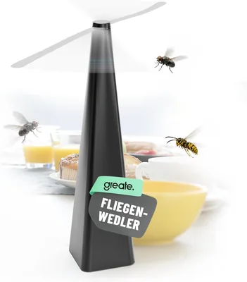 Großer Fliegenschutz für Tische oder Aufhängung - Insektendrucker ohne Chemikalien und Verletzungsgefahr - Fliegenfan - Fliegenschutznetze
