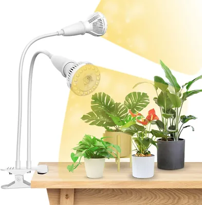 SANSI 20W LED Plantväxtlicht, Fullspektrum, 2 Goseneck-klipplampor, 300W hög PPFD, Wit