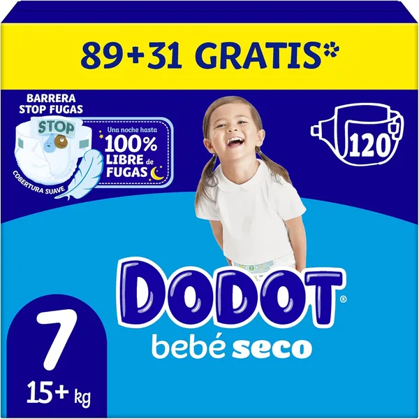 Dodot Baby-Dry Diapers Size 7 (15+ kg), 120 Nappies