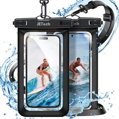 Custodia impermeabile JETech IPX8, Sacca asciutta, Nero+Nero, 2 pezzi | Touchscreen compatibile, per telefoni fino a 7.2 pollici, per iPhone Best Deal
