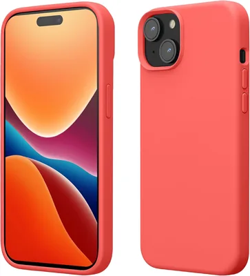 Étui kwmobile iPhone 15 - Coque mince en silicone avec surface douce et protection anti-choc - Corail Neon