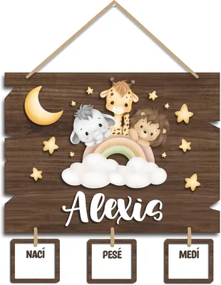Letrero de Bienvenida para Recién Nacido ALIVAGERO 1 - Naci, Medi, Pesé - Para Puerta de Hospital y/o Decoración