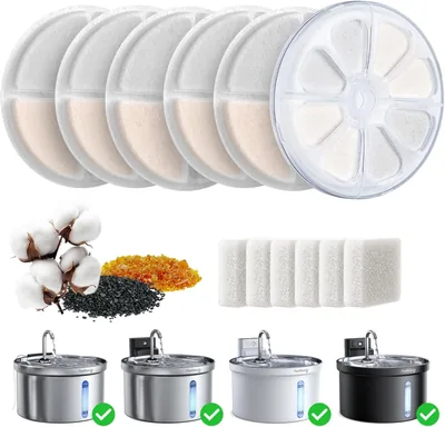 Filtres FEELNEEDY + Logement ABS + Mousse pour Pompe à Eau - Ensemble de 7 Pièces pour Fontaine pour Chat, Filtres Hygiéniques