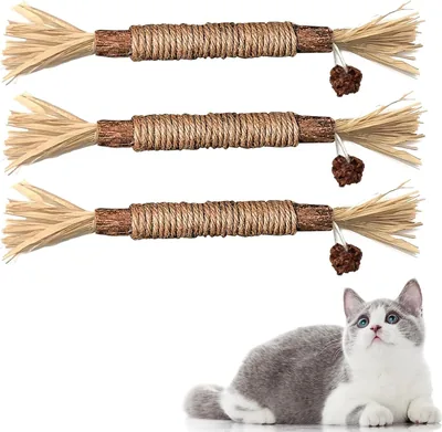 Redreo Katnip Sticks, 3er Pak - Tandverzorgende en Badademende Cat Chewwood Sticks voor Katten, Natuurlijk en Veilig
