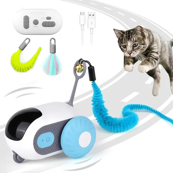 Elektrische Katenspeelgoed met Afstandsbediening, Interactief Speelgoed voor Katten, Slimme Bal voor Katten met 2 Modussen, Geschenk voor Katten (Blauw) Best Deal