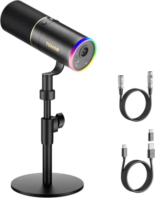Microphone TONOR USB/XLR Micro RGB avec Pied, Microphone Cardioïde pour Podcasting, Gaming, Diffusion, Enregistrement Vocal, Chant - Meilleur Prix