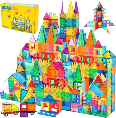 Blocos de Montar Magnéticos Brastoy Infantil - 130 Peças
