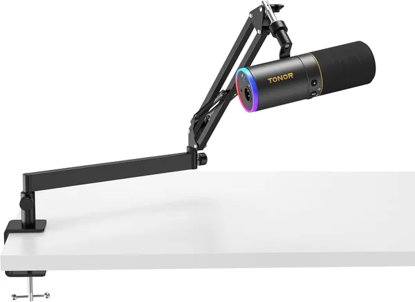 MICRO TONOR USB/XLR RGB avec bras bas, micro cardioïde pour podcasting, jeux, diffusion et enregistrement vocal - Économisez 26%