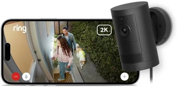 Ring Outdoor Camera Plus (nieuwe generatie) Plug-in | 2K Video met Breed Zichtveld en Ring Vision I DIY Draadloze Beveiligingscamera voor Buiten