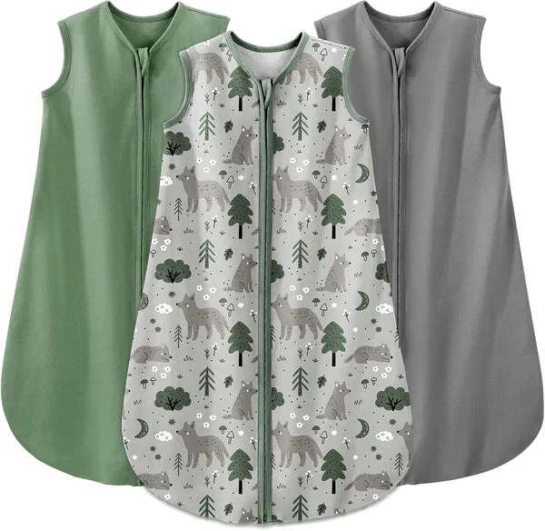 Yoofoss Baby Schlafsack Sommer 0.5 Tog - Pack von 3 67 cm / 0-6 Monate 100% Baumwolle Sommer-Schlafsack für Babys