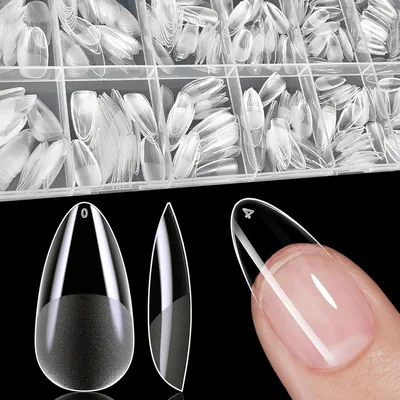 Capsules de ongles XIAOHEBAN 600 - Amandes américaines, moyennes - 12 tailles pour débutantes en manucure