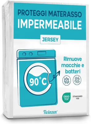 Twinzen - Protezione Materasso Impermeabile Singola - 80 x 190 cm | Con angoli, traspirante, ipoallergenica, resistente alle macchie