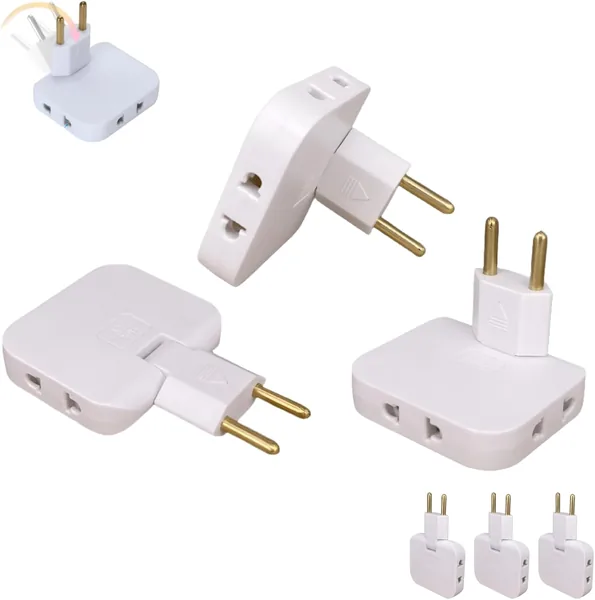 Pack of 3 Thief Flat Multiple Wall Plug with 3 Sockets with 180° Swivel Head. European and American Adapter Plug