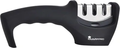 MasterPRO Foodies Kollektion Stainless Steel Knivgrunder, 19x8x7 cm, Ergonomisk Design - 100% Non-Stick - Enkelt att Sätta
